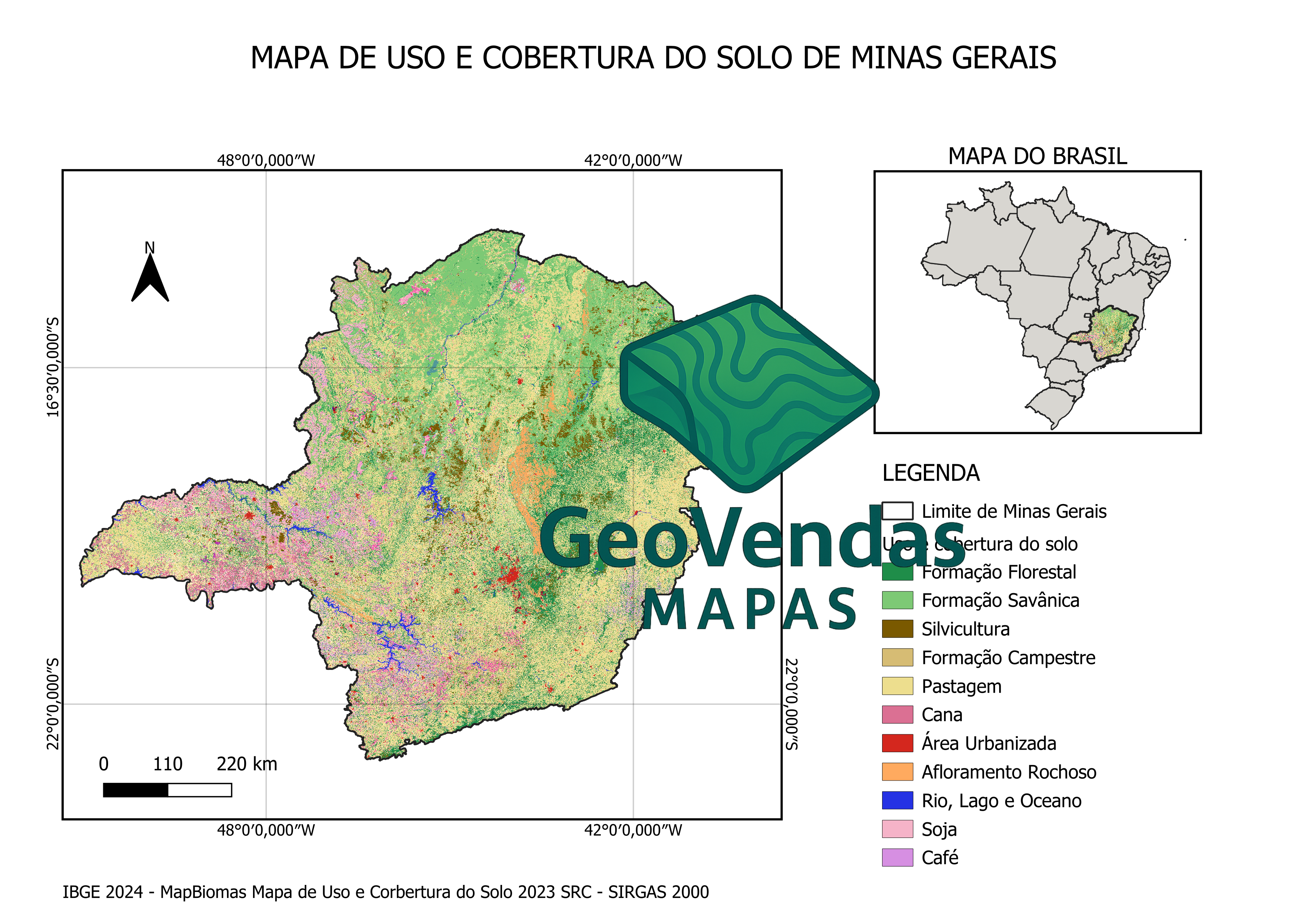 Mapa de Uso e Cobertura do Solo de Minas Gerais